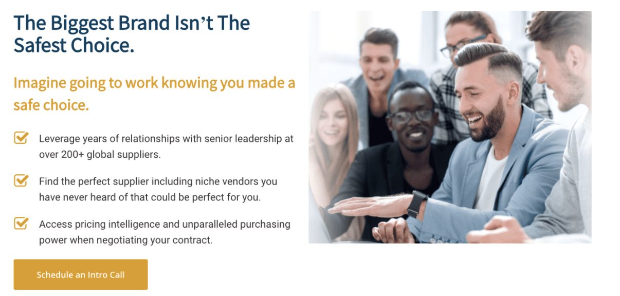 example of showing your value on storybrand website with group picture and call to action