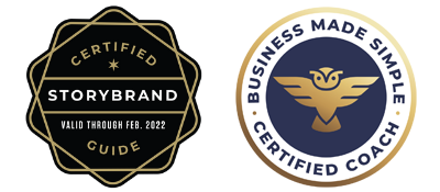 StoryBrand Certified and Business Coach Certified Badges